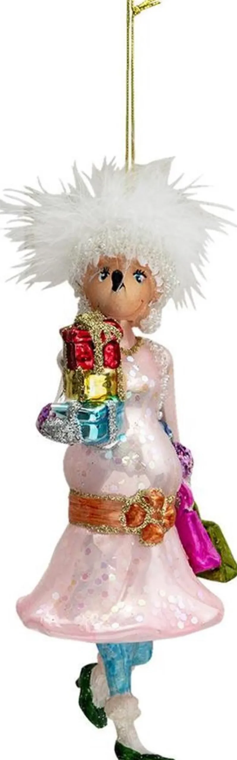 Clayre u0026 Eef Clayre & Eef Kersthanger Muis 7X7X17 Cm Roze Glas Kerstbal Kersversiering Kerstboomversiering Best Sale