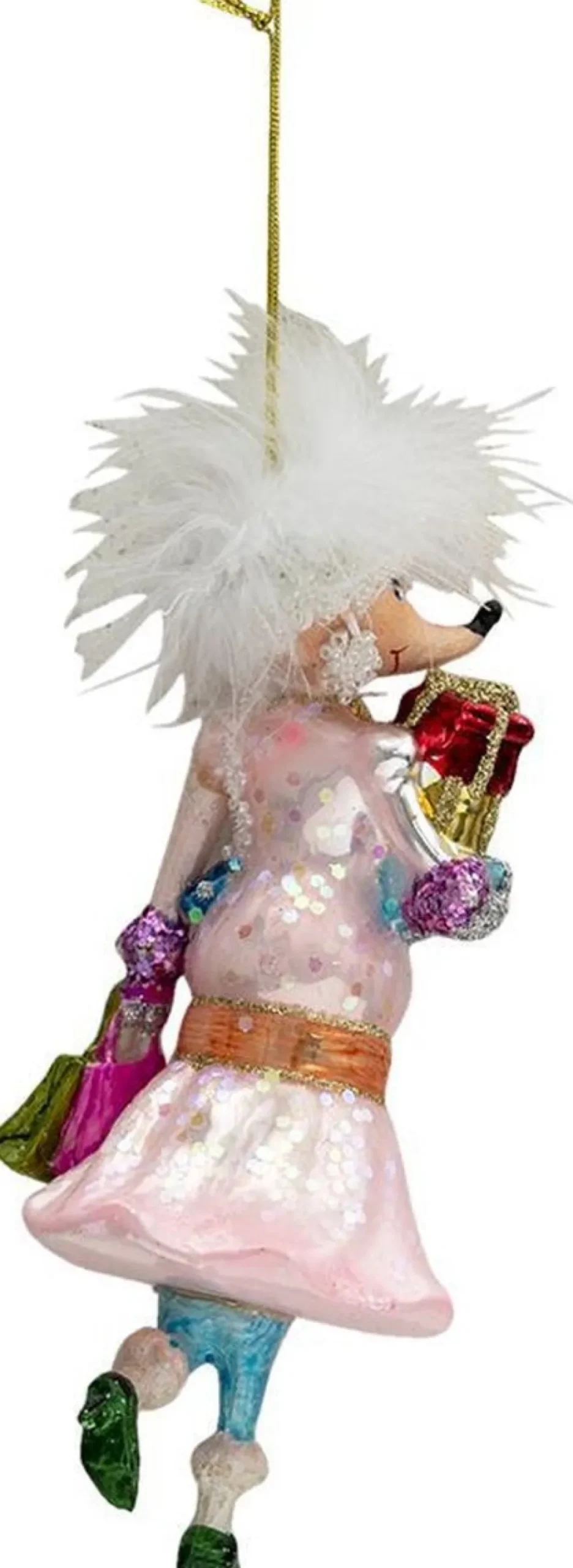 Clayre u0026 Eef Clayre & Eef Kersthanger Muis 7X7X17 Cm Roze Glas Kerstbal Kersversiering Kerstboomversiering Best Sale