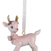 Clayre u0026 Eef Clayre & Eef Kersthanger Rendier 9X3X9 Cm Roze Kunststof Kerstbal Outlet