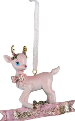 Clayre u0026 Eef Clayre & Eef Kersthanger Rendier 9X3X9 Cm Roze Kunststof Kerstbal Outlet