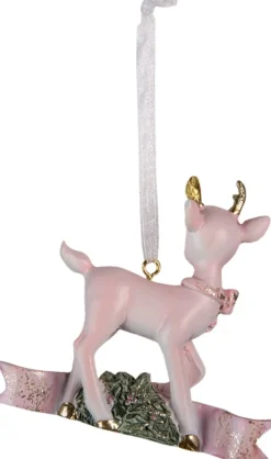 Clayre u0026 Eef Clayre & Eef Kersthanger Rendier 9X3X9 Cm Roze Kunststof Kerstbal Outlet