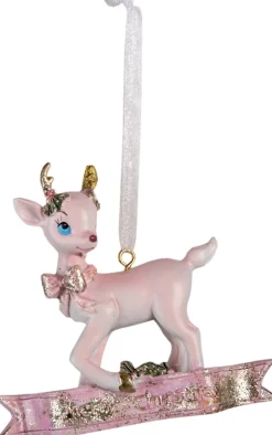 Clayre u0026 Eef Clayre & Eef Kersthanger Rendier 9X3X9 Cm Roze Kunststof Kerstbal Outlet