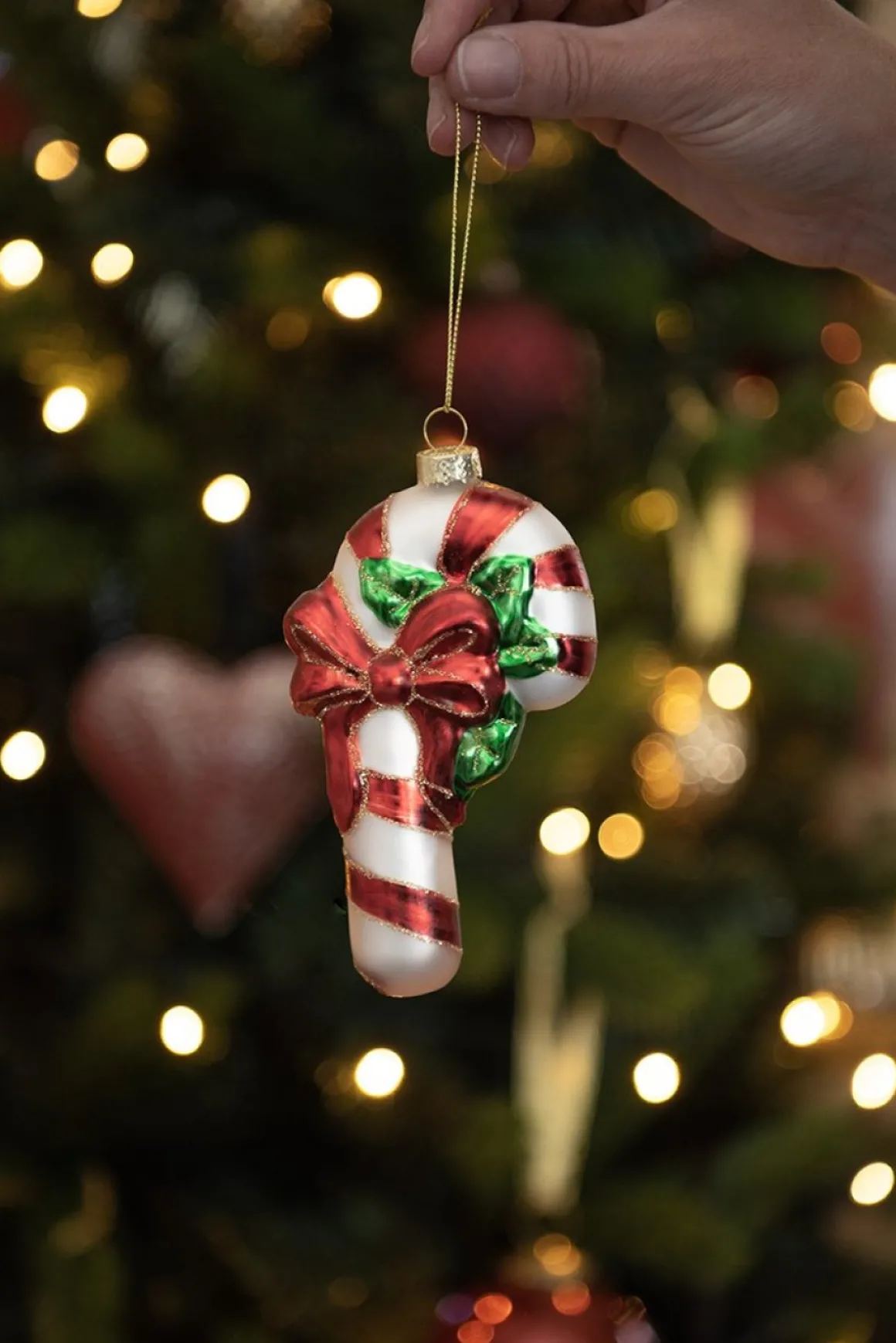 Clayre u0026 Eef Clayre & Eef Kersthanger Zuurstok 13 Cm Rood Wit Glas Kerstboomversiering Best Sale