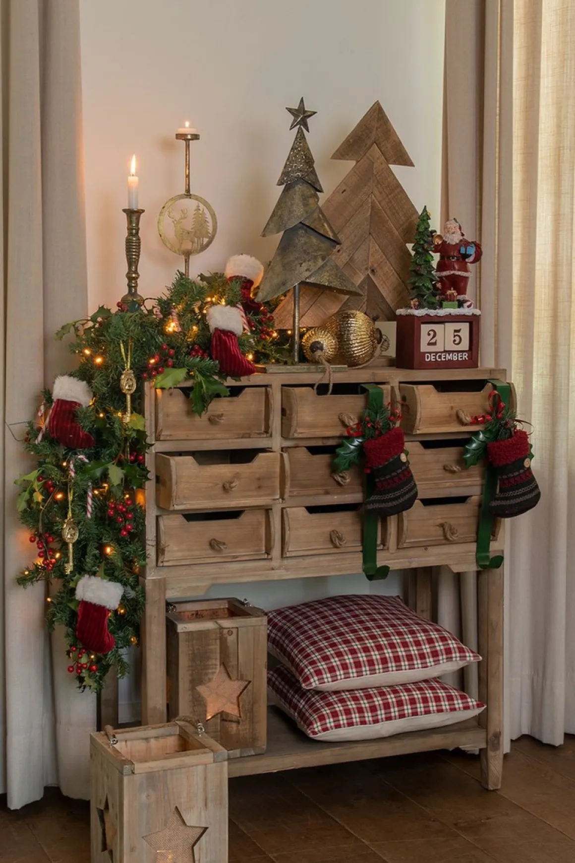 Clayre u0026 Eef Clayre & Eef Kerstsok 17 Cm Groen Rood Synthetisch Outlet