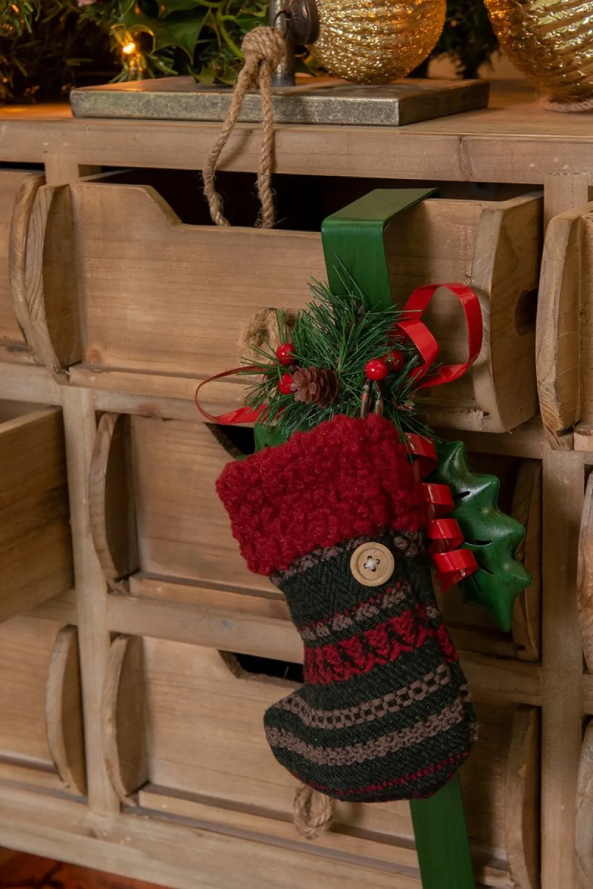 Clayre u0026 Eef Clayre & Eef Kerstsok 17 Cm Groen Rood Synthetisch Outlet