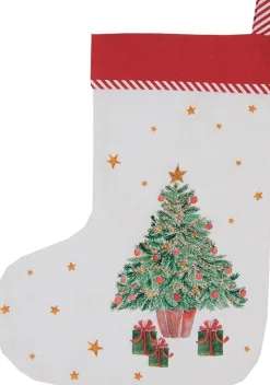Clayre u0026 Eef Clayre & Eef Kerstsok Decoratie Kerstsok 30X40 Cm Wit Rood Katoen Kerstboom Kerstsok Hanger Clearance