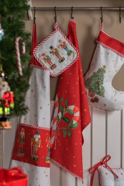 Clayre u0026 Eef Clayre & Eef Kerstsok Decoratie Kerstsok 30X40 Cm Wit Rood Katoen Kerstboom Kerstsok Hanger Clearance
