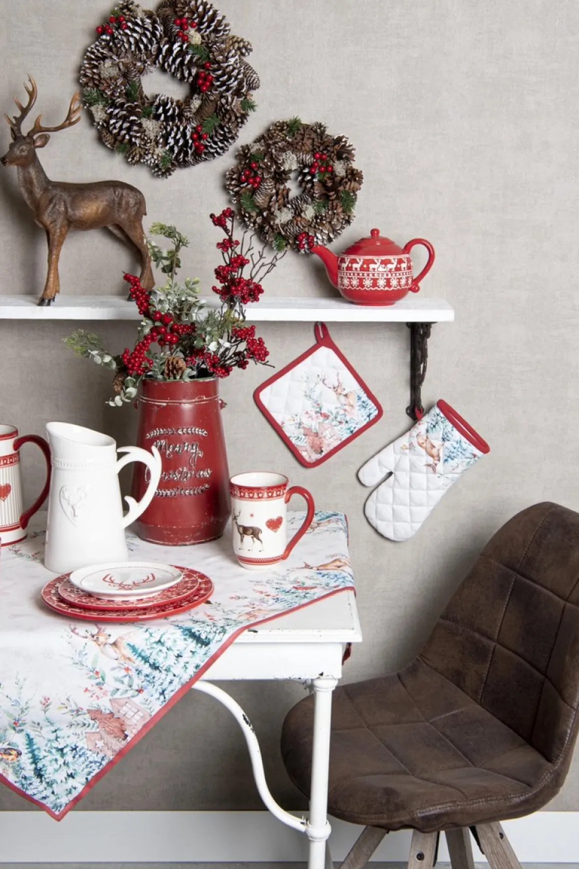 Clayre u0026 Eef Clayre & Eef Kerstsok 30X40 Cm Wit Rood Katoen Kerstsok Flash Sale
