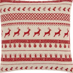 Clayre u0026 Eef Clayre & Eef Kussenhoes 40X40 Cm Rood Katoen Vierkant Rendieren Sierkussenhoes Online