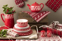 Clayre u0026 Eef Clayre & Eef Kussenhoes 40X40 Cm Rood Katoen Vierkant Rendieren Sierkussenhoes Online