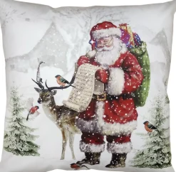 Clayre u0026 Eef Clayre & Eef Kussenhoes 45X45 Cm Rood Polyester Kerstman Sierkussenhoes Sale