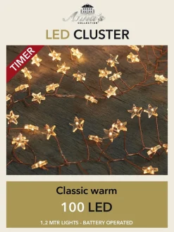 Anna's Collection Kerstlichtsnoeren^Cluster Draadverlichting Met Timer 100 Sterren Op Batterij Wit - Kerst Lichtsnoer Lichtdraad Met Sterren Lampjes