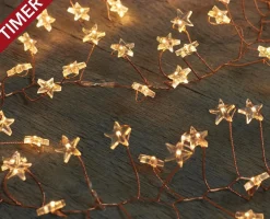 Anna's Collection Kerstlichtsnoeren^Cluster Draadverlichting Met Timer 100 Sterren Op Batterij Wit - Kerst Lichtsnoer Lichtdraad Met Sterren Lampjes