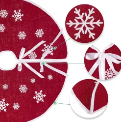 Selwo Kerstboomstandaarden^75 Cm Kerstboom Rok Rood Jute Kerstboomtapijt Ornamenten Decoratie Voor Kerstmis