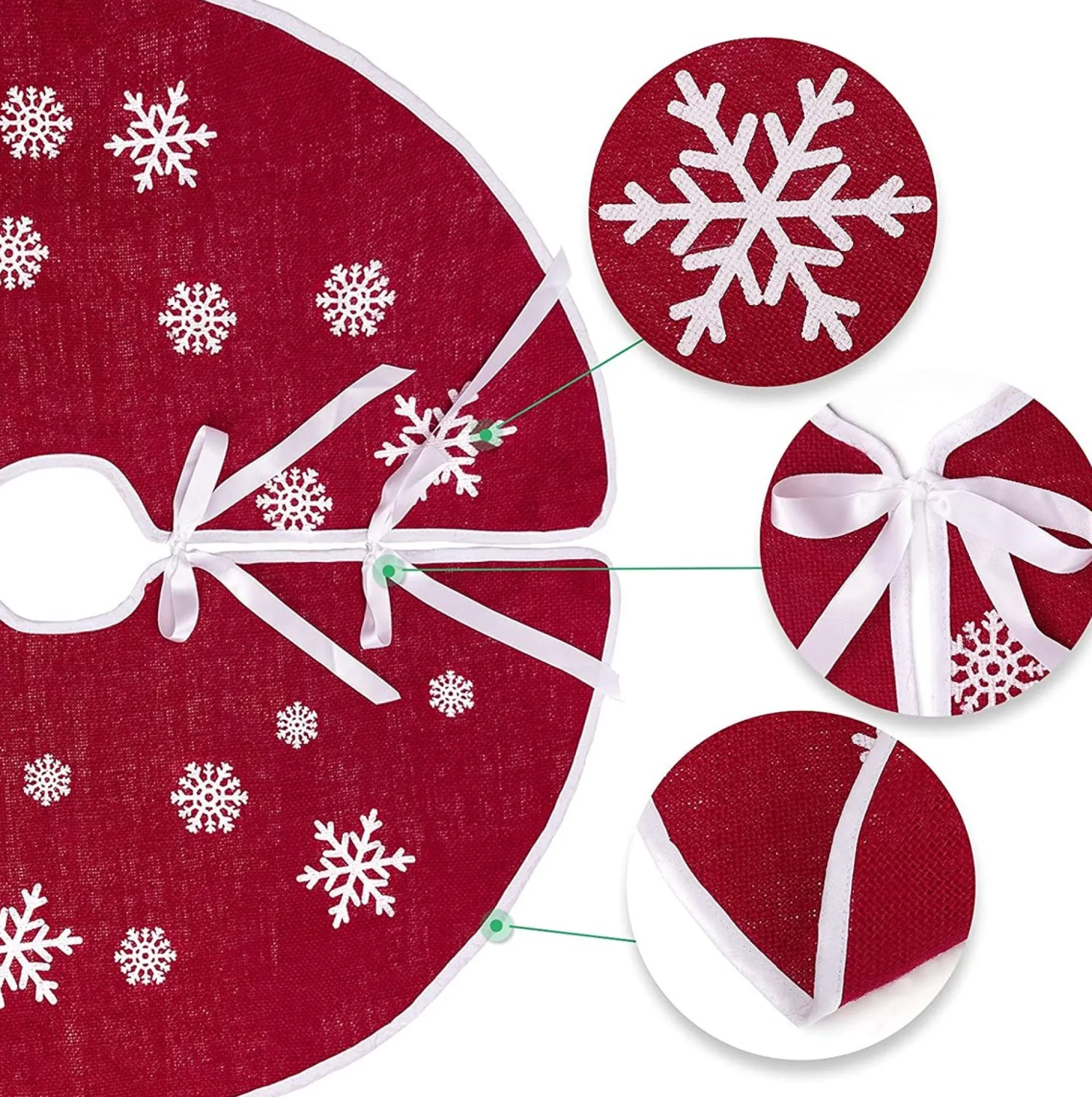 Selwo Kerstboomstandaarden^75 Cm Kerstboom Rok Rood Jute Kerstboomtapijt Ornamenten Decoratie Voor Kerstmis