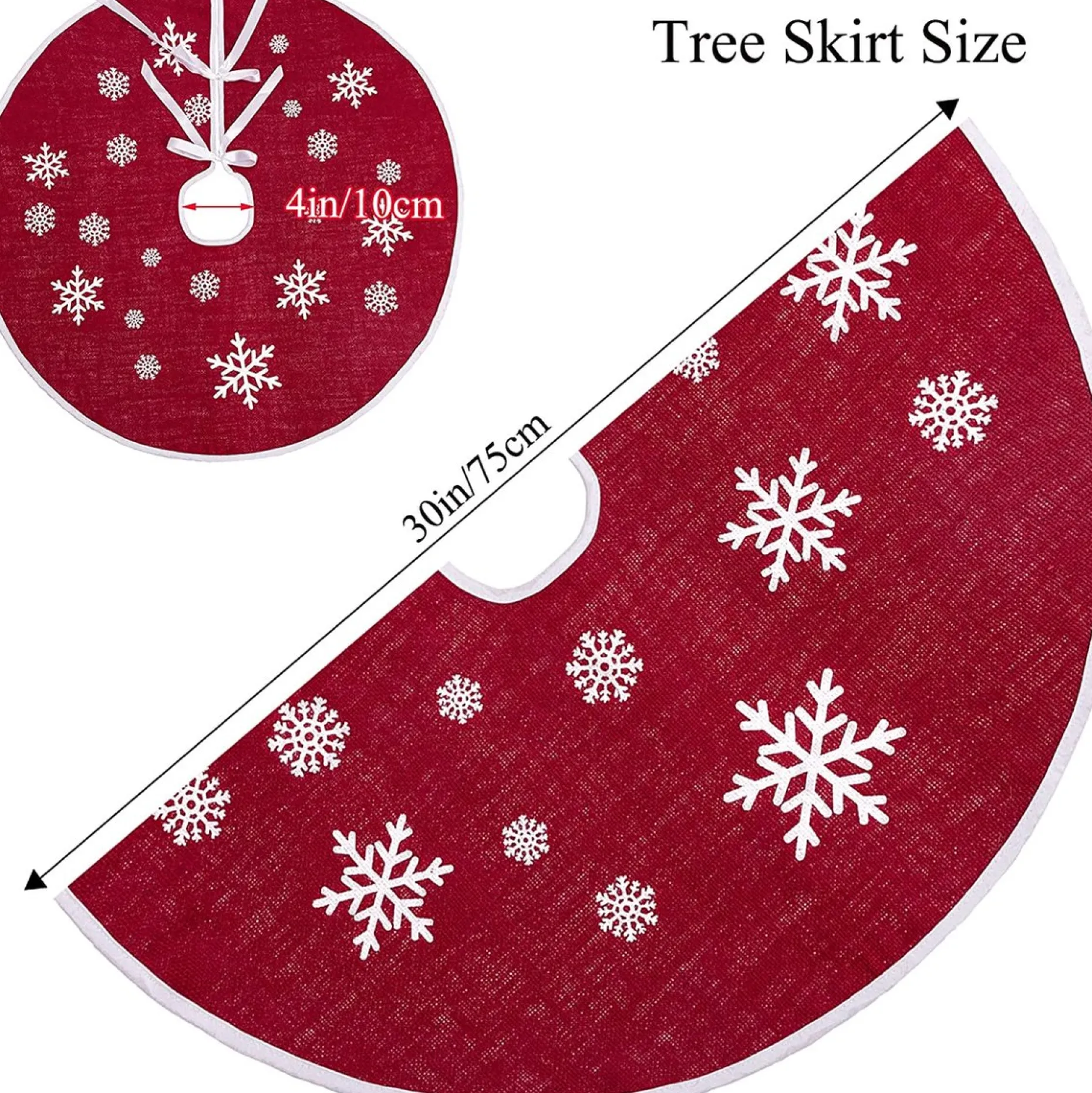 Selwo Kerstboomstandaarden^75 Cm Kerstboom Rok Rood Jute Kerstboomtapijt Ornamenten Decoratie Voor Kerstmis