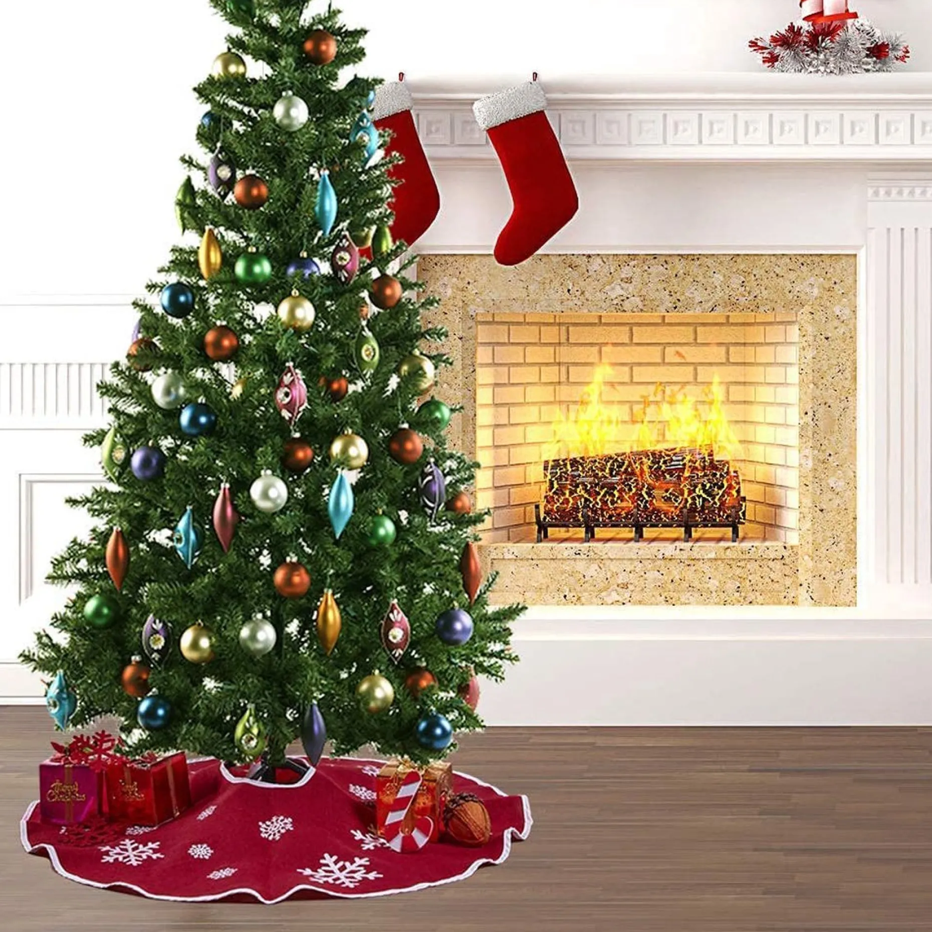 Selwo Kerstboomstandaarden^75 Cm Kerstboom Rok Rood Jute Kerstboomtapijt Ornamenten Decoratie Voor Kerstmis