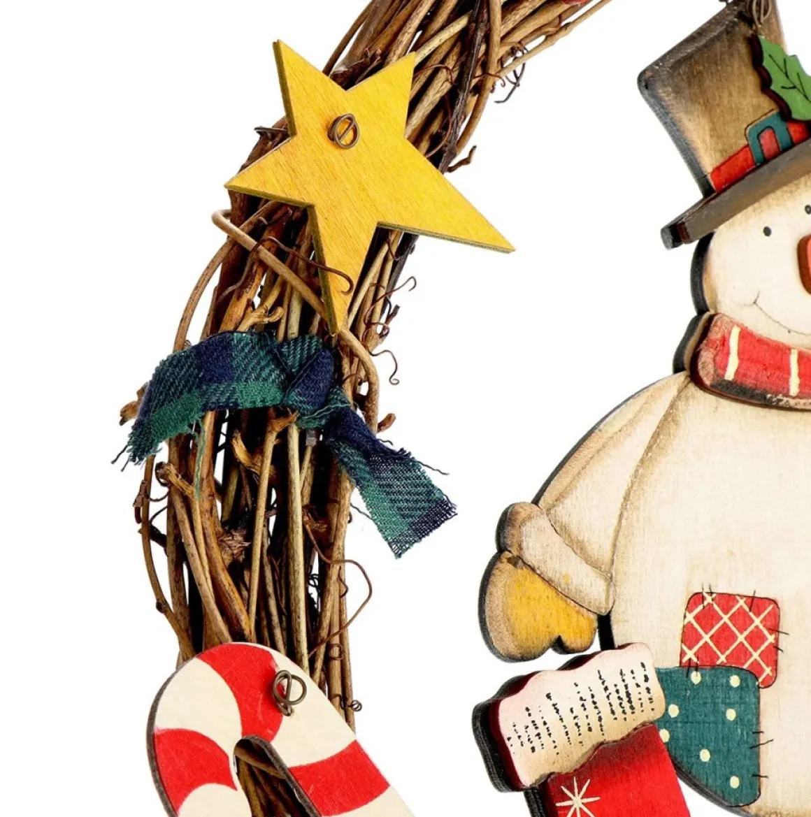 * Com-Four® Kerstkrans Gevlochten - Deurkrans"Welkom" Voor Kerstmis - Kerstdecoratie Om Op Te Hangen - Houten Krans Ca. O 31 Cm (Sneeuwpop - L) Hot