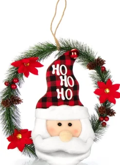 * Com-Four® Kerstkrans Met Kerstman - Deurkrans Kerstmis - Adventskrans - Kerstdecoratie - O Ong. 35 Cm (Kerstman No. 1) Outlet