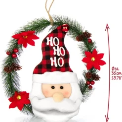 * Com-Four® Kerstkrans Met Kerstman - Deurkrans Kerstmis - Adventskrans - Kerstdecoratie - O Ong. 35 Cm (Kerstman No. 1) Outlet