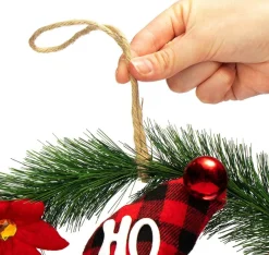 * Com-Four® Kerstkrans Met Kerstman - Deurkrans Kerstmis - Adventskrans - Kerstdecoratie - O Ong. 35 Cm (Kerstman No. 1) Outlet