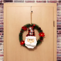 * Com-Four® Kerstkrans Met Kerstman - Deurkrans Kerstmis - Adventskrans - Kerstdecoratie - O Ong. 35 Cm (Kerstman No. 1) Outlet
