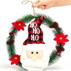 * Com-Four® Kerstkrans Met Kerstman - Deurkrans Kerstmis - Adventskrans - Kerstdecoratie - O Ong. 35 Cm (Kerstman No. 1) Outlet