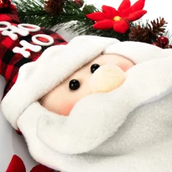 * Com-Four® Kerstkrans Met Kerstman - Deurkrans Kerstmis - Adventskrans - Kerstdecoratie - O Ong. 35 Cm (Kerstman No. 1) Outlet