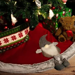 com-four Kerstboomstandaarden^® Premium Kerstboomdeken Ter Bescherming Tegen Dennennaalden - Ronde Kerstboomdeken Voor In De Kerstboom - Ondertapijt Met Kerstelfen