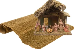Merkloos Complete Kerststal Inclusief 8 Beelden En Ondergrond 27 Cm - Kerststallen Sale