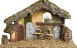 Merkloos Complete Kerststal Met Dieren Beeldjes - 50 X 23 X 31 Cm - Hout/Mos/Polyresin Flash Sale