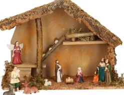 Merkloos Complete Kerststal Met 11X St Kerststal Beelden - 42 X 19 X 30 Cm - Hout/Polyresin Flash Sale