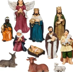 Merkloos Complete Kerststal Met 11X St Kerststal Beelden - 32 X 17 X 25 Cm - Hout/Polyresin Online
