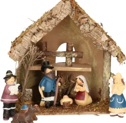 Merkloos Complete Kinder Kerststal Met 7X Kerststal Beelden -30 X 18 X 26 Cm - Hout/Polyresin Cheap