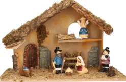 Merkloos Complete Kinder Kerststal Met 7X St Kerststal Beeldjes- 50 X 23 X 31 Cm Best