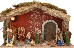 Merkloos Complete Verlichte Kerststal Met 11X St Kerststal Beelden - 39 X 20 X 24 Cm Clearance