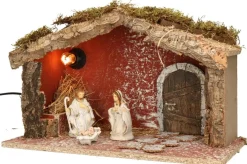 Merkloos Complete Verlichte Kerststal Met 3X St Kerststal Beelden - 39 X 20 X 24 Cm Store