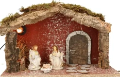 Merkloos Complete Verlichte Kerststal Met 3X St Kerststal Beelden - 39 X 20 X 24 Cm Store