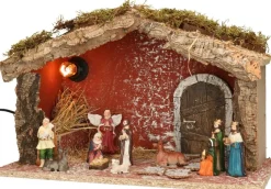 Merkloos Complete Verlichte Kerststal Met 11X St Kerststal Beelden - 39 X 20 X 24 Cm Online