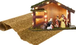 Merkloos Complete Verlichte Kerststal Inclusief 9 Beelden En Ondergrond - Kerststalletjes New