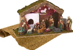 Merkloos Complete Verlichte Kerststal Inclusief Kerststal Beelden En Ondergrond - Kerststalletjes Cheap