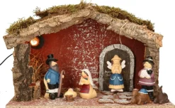 Merkloos Complete Verlichte Kinder Kerststal Met 7X St Kerststal Beelden - 39 X 20 X 24 Cm New