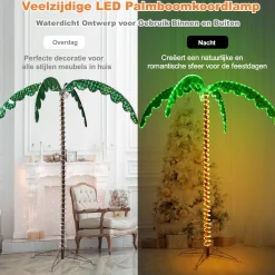 * Lichtslangen^Costway Led Lichtslang Palmboom - Kunstmatige Led - Verlichte Palmboom - 175X120X218Cm - Groen/Bruin