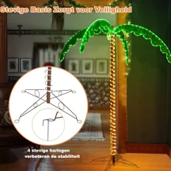 * Lichtslangen^Costway Led Lichtslang Palmboom - Kunstmatige Led - Verlichte Palmboom - 175X120X218Cm - Groen/Bruin