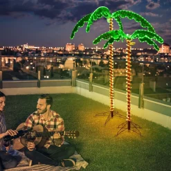 * Lichtslangen^Costway Led Lichtslang Palmboom - Kunstmatige Led - Verlichte Palmboom - 175X120X218Cm - Groen/Bruin