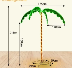 * Lichtslangen^Costway Led Lichtslang Palmboom - Kunstmatige Led - Verlichte Palmboom - 175X120X218Cm - Groen/Bruin