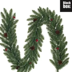 Black Box Creston Frosted Kerstguirlande Incl. Besjes En Dennenappels | Groen Met Bevroren Details | 270Cm Discount