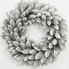 KJ Kunstkerstbomen Dakota Flock Kerst Krans Met 50 Geintegreerde Warme Led Lampjes - Kerst Krans Dakota Flock 90 Cm - 250 Takken Sale