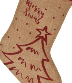 Merkloos Decoratie Kerstsokken - 2X Stuks - H52 Cm - Jute/Polyester Hot