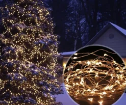 Improducts Lichtslangen^Decoratie Led Verlichting 10 Meter Zilverdraad Ip65 Waterbestendig Warm Wit.
